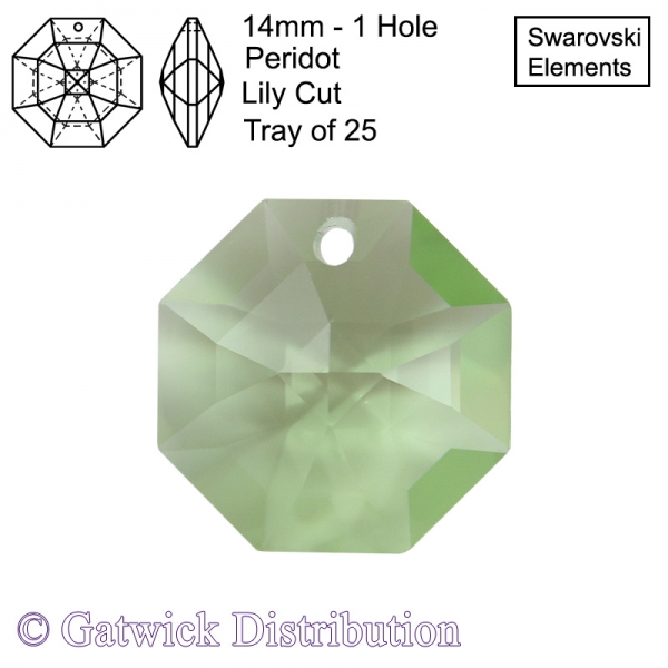 Swarovski Strass Octagons - 14mm 1 hole - PE - Tray of 25