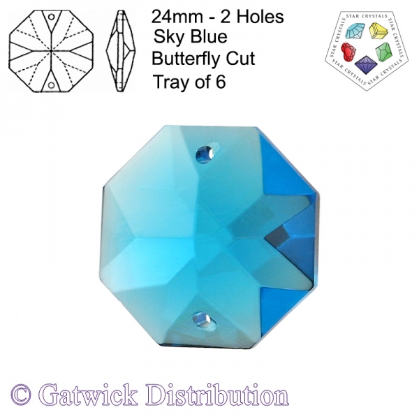 Star Crystals Octagons - 24mm 2 hole - SB - Tray of 6