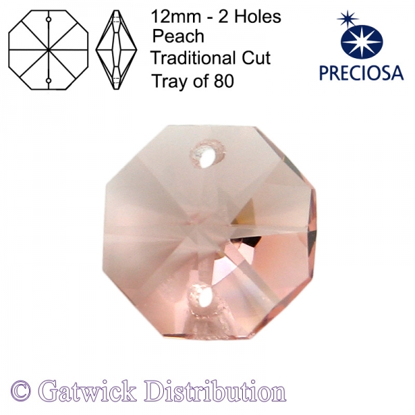 Preciosa Octagons - 12mm 2 holes - PCH - Tray of 80