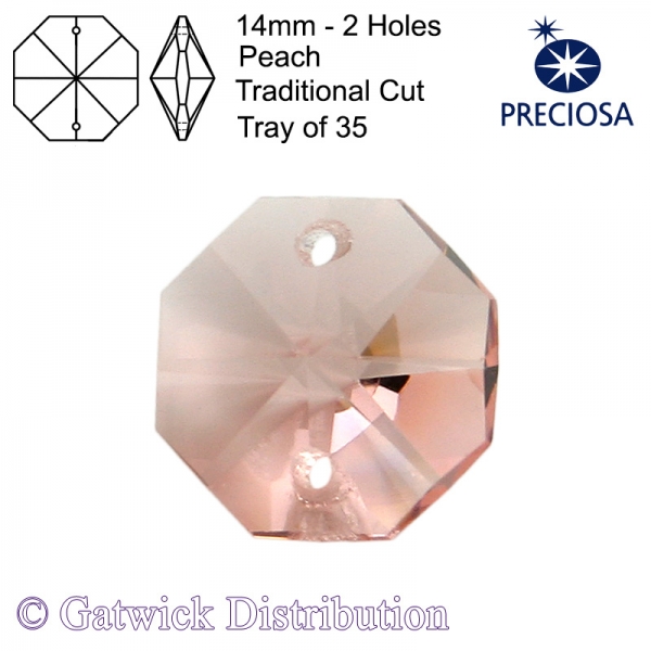 Preciosa Octagons - 14mm 2 holes - PCH - Tray of 35
