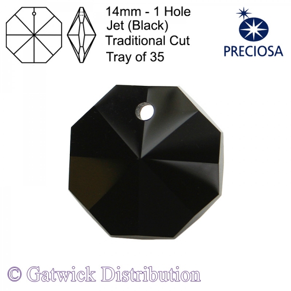 Preciosa Octagons - 14mm 1 hole - JE - Tray of 35