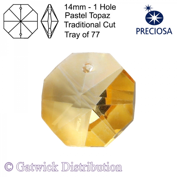 Preciosa Octagons - 14mm 2 holes - PTO - Tray of 77
