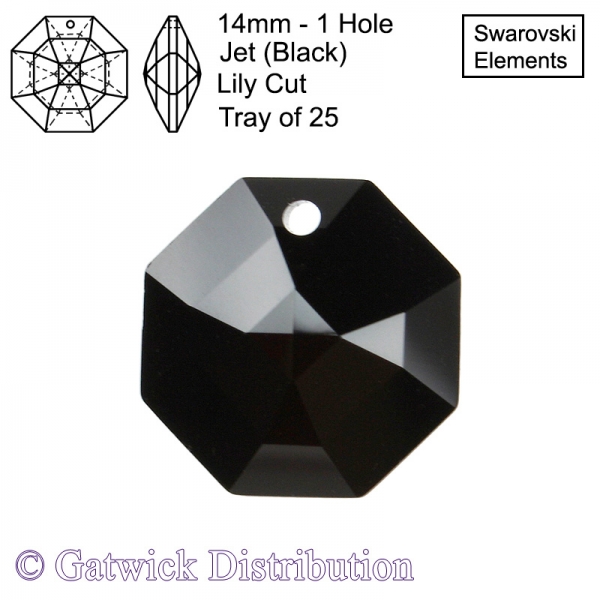 Swarovski Strass Octagons - 14mm 1 hole - JE - Tray of 25