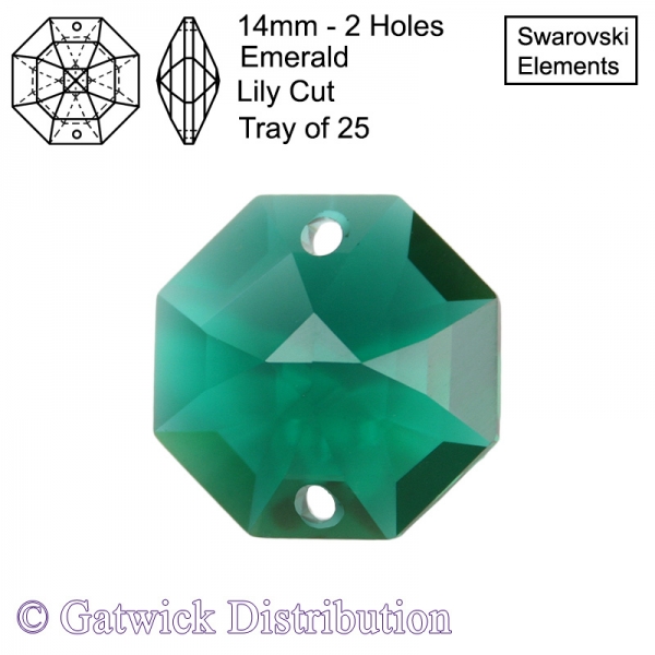 Swarovski Strass Octagons - 14mm 2 holes - EM - Tray of 25