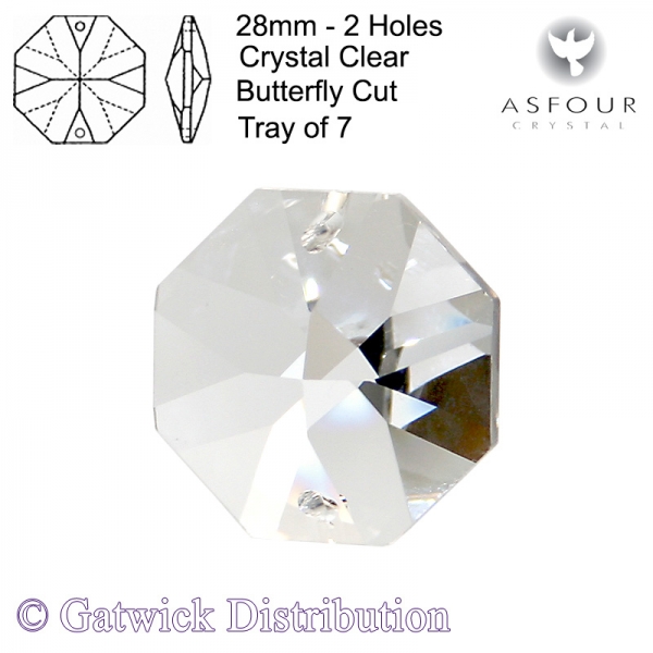 Asfour Octagon - 28mm 2 holes - CL - Tray of 7