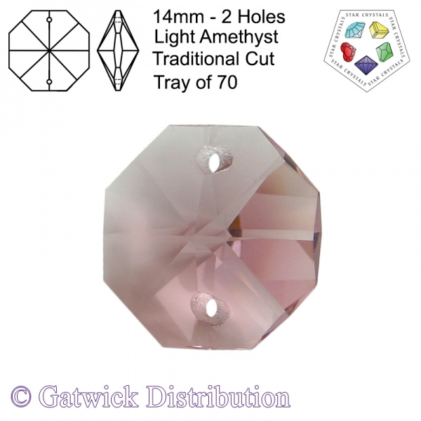 Star Crystals Octagons - 14mm 2 Holes - LAM - Tray of 70