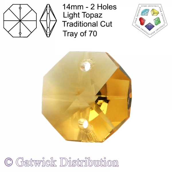 Star Crystals Octagons - 14mm 2 Holes - LTO - Tray of 70