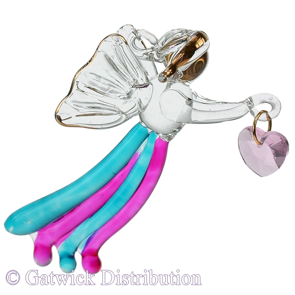 Car Mirror Angel with Crystal Heart - Large