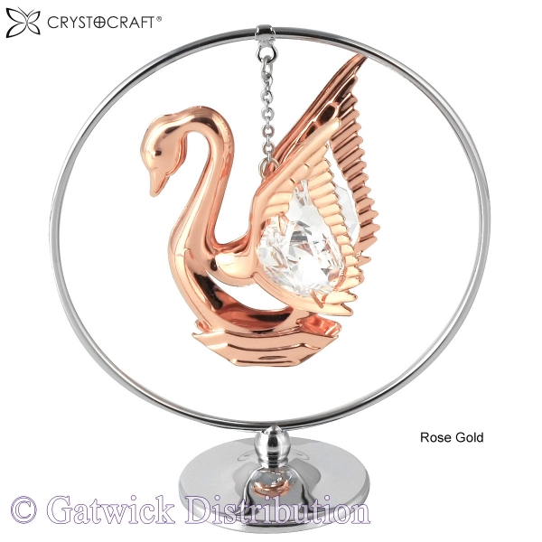 SPECIAL - Crystocraft Mini Swan Mobile - Rose Gold
