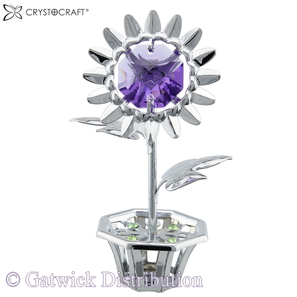 SPECIAL - Crystocraft Mini Daisy in Pot - Silver