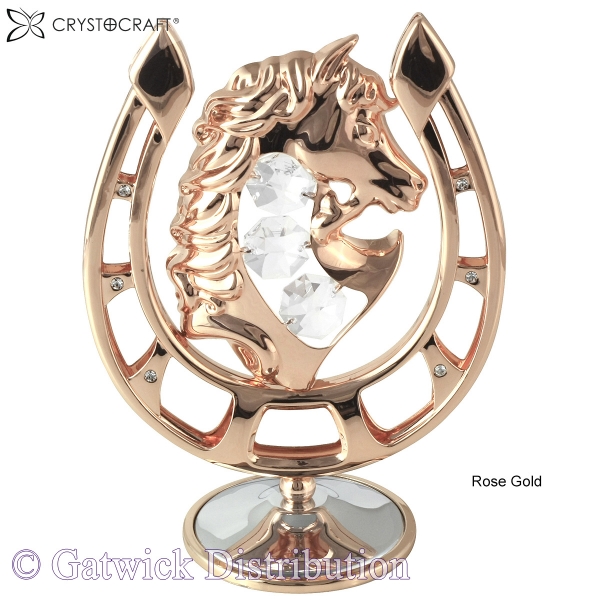 SPECIAL - Crystocraft Horseshoe with Horse Head - Rose Gold