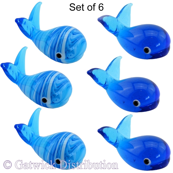 Marble & Glass Whales - Set of 6