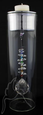 Glass Tube Candle Holder - Medium - Silver Lid