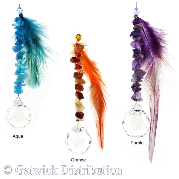 Feather Charm Suncatcher - Set of 20 with FREE Stand