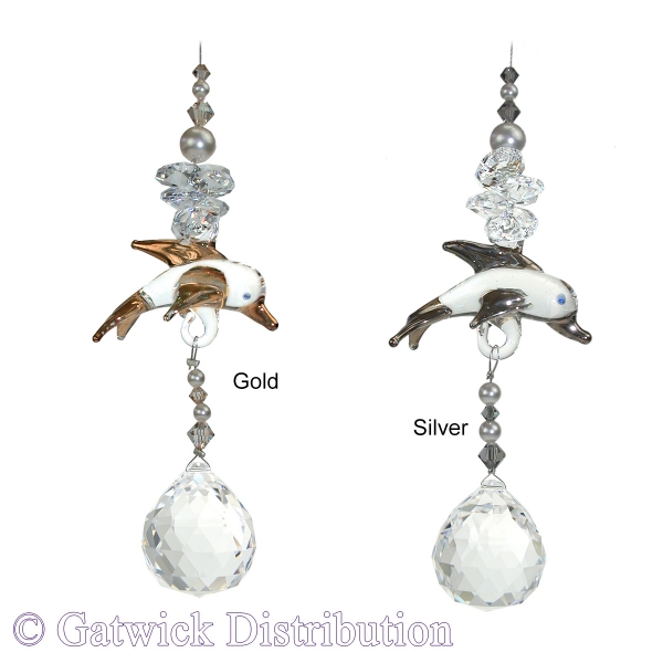 Dolphin Charm Suncatcher - Set of 20 with FREE Stand