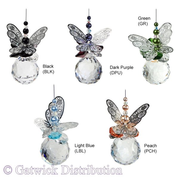 Pearled Butterfly Sphere Suncatcher - Set of 20 with FREE Stand