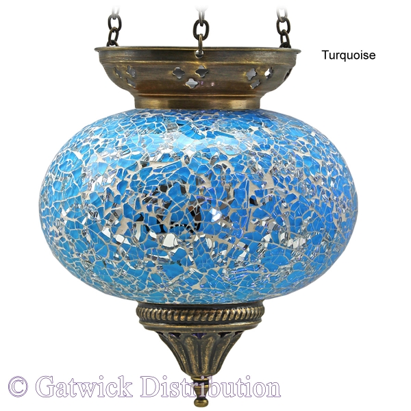Turkish Mosaic Hanging Tealight - Large - Turquoise