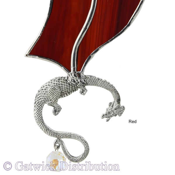 Leadlight Hanging Fire Dragon - Red