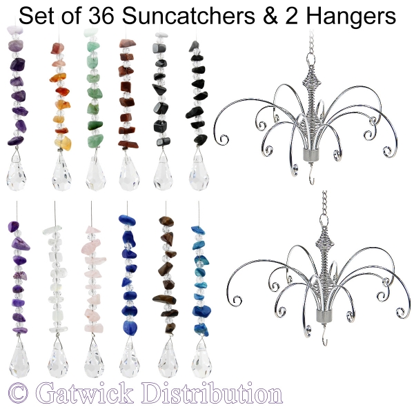 Gem Charm Suncatcher - Set of 36 with 2 FREE Hangers