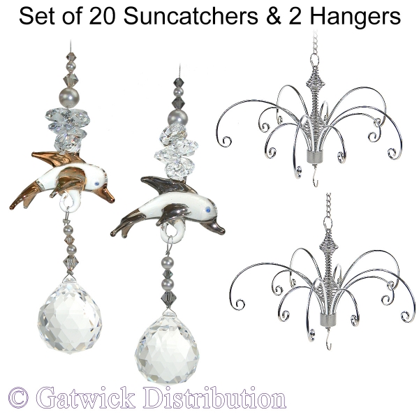 Dolphin Charm Suncatcher - Set of 20 with 2 FREE Hangers