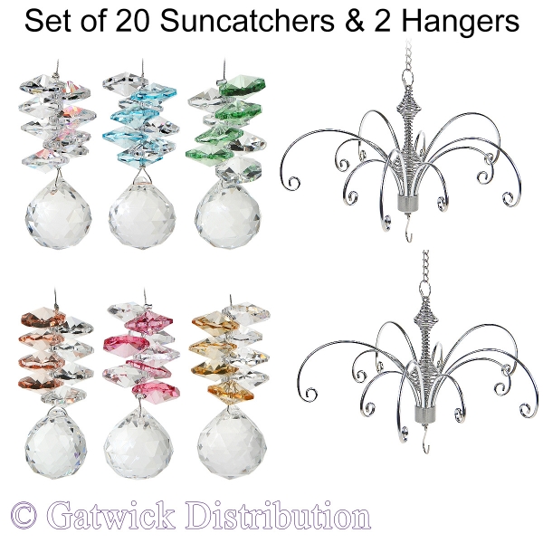 Mini Pastel Sphere Suncatcher - Set of 20 with 2 FREE Hangers