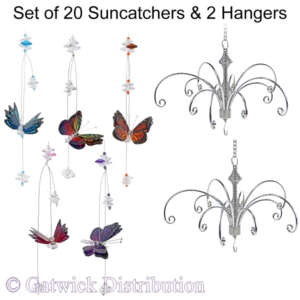 Tropical Butterfly Suncatcher - Set of 20 with 2 FREE Hangers