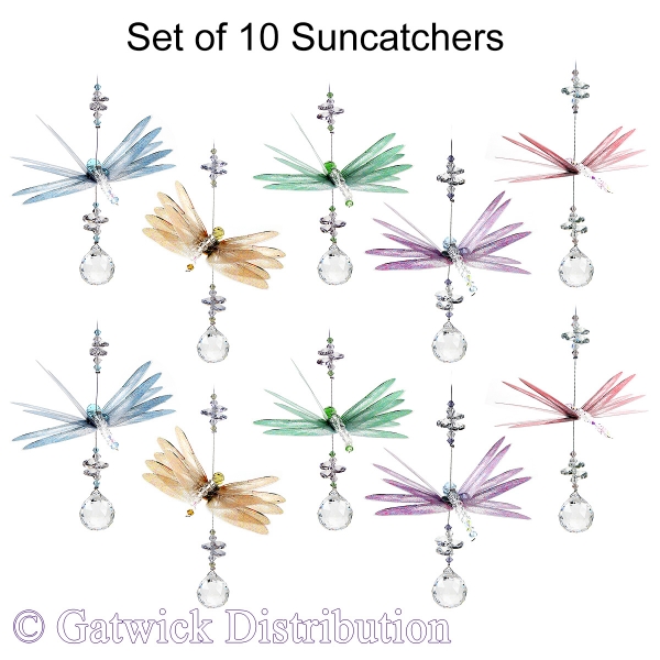 Pastel Dragonfly Suncatcher - Set of 10