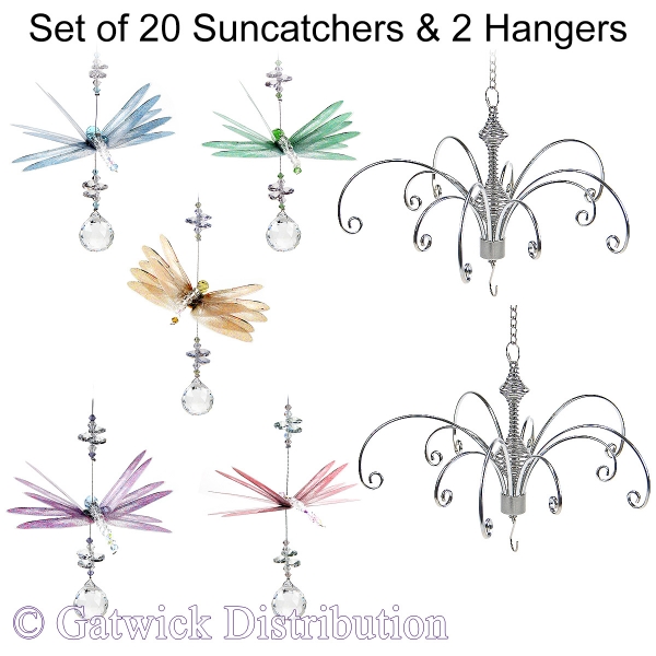 Pastel Dragonfly Suncatcher - Set of 20 with 2 FREE Hangers