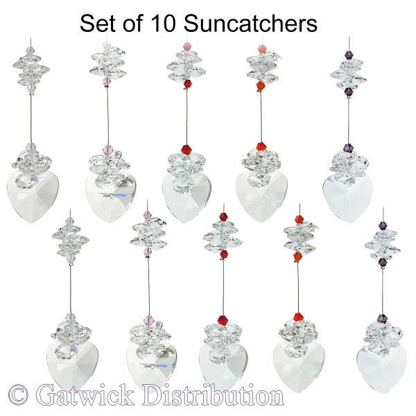 Crystal Heart Suncatcher - set of 10
