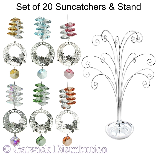 Mini Butterfly Filigree Suncatcher - Set of 20 with FREE Stand