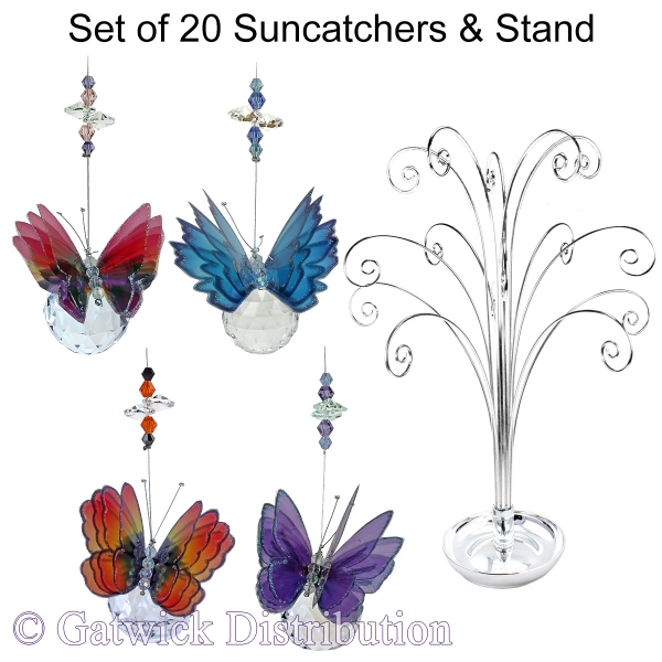 Butterfly on Sphere Suncatcher - Set of 20 with FREE Stand