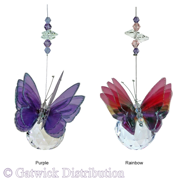 Butterfly on Sphere Suncatcher - Set of 20 with 2 FREE Hangers