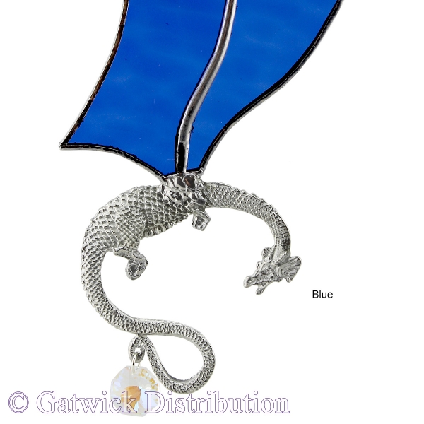 Leadlight Hanging Fire Dragon - Blue