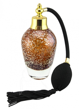 Perfume Bottle - Tall - Amber With Gold Flecks