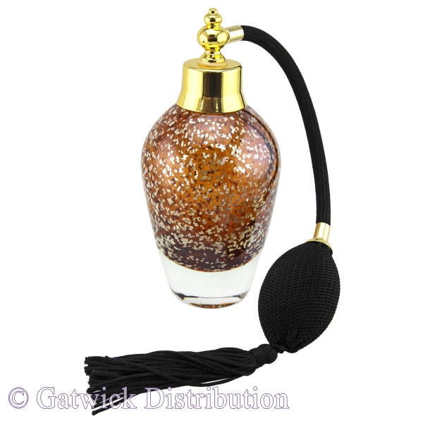 Perfume Bottles - Amber With Gold Flecks - Set of 3