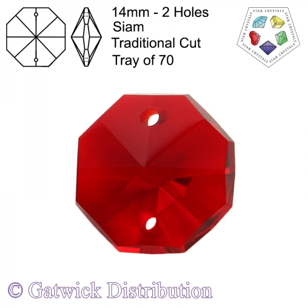 Star Crystals Octagons - 14mm 2 Holes - SI - Tray of 70