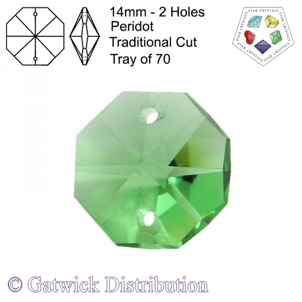 Star Crystals Octagons - 14mm 2 Holes - PE - Tray of 70