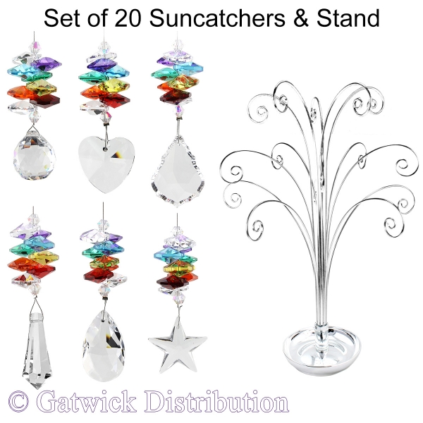 Chakra Mini Suncatchers - Set of 20 incl. FREE STAND