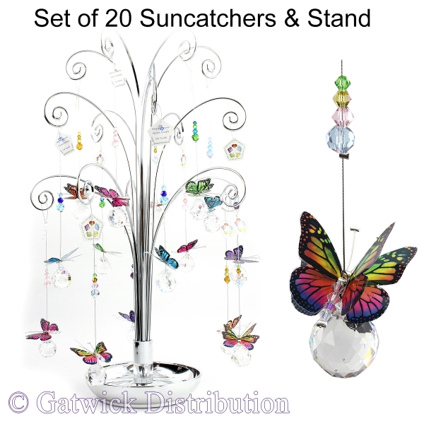 Mini Butterfly Sphere Suncatcher - Set of 20 with FREE Stand