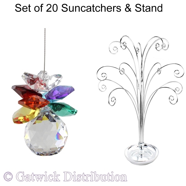 Chakra Cluster Suncatcher - Set of 20 with FREE Stand