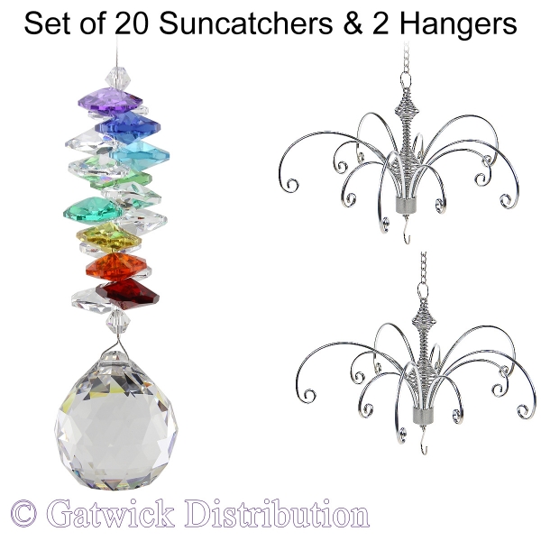 Rainbow Delight Suncatcher - Set of 20 with 2 FREE Hangers