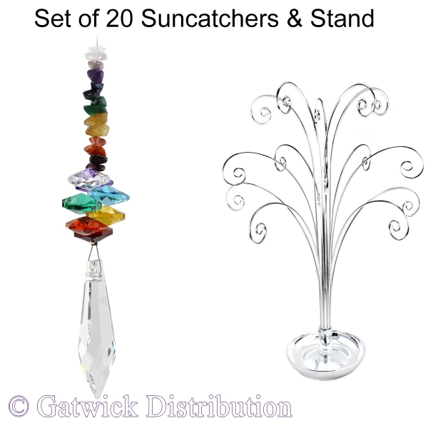 Rainbow Icicle Suncatcher - Set of 20 with FREE Stand