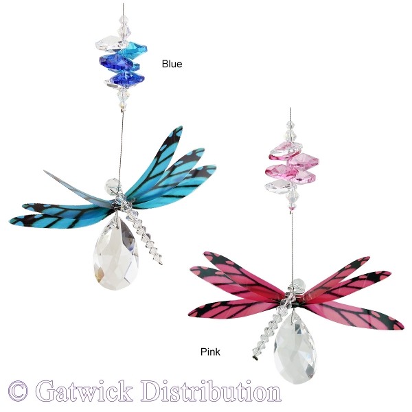 Dragonfly Almond Deluxe Suncatcher - Set of 20 with FREE Stand