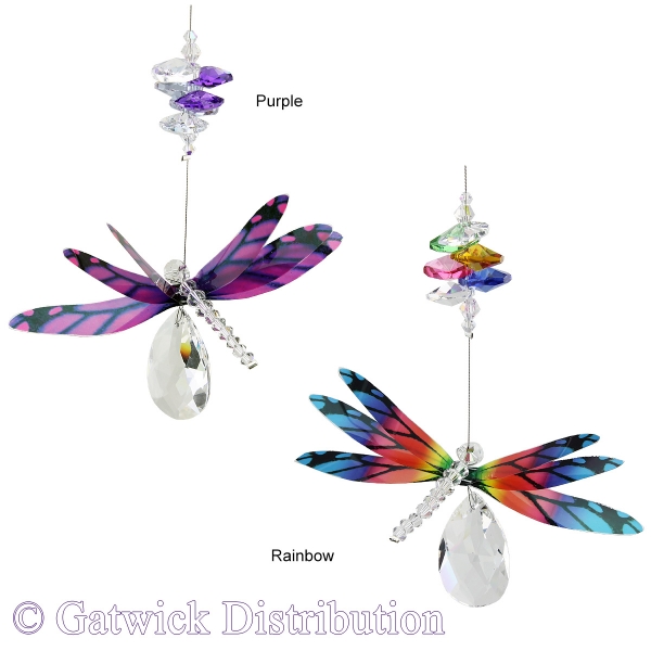 Dragonfly Almond Deluxe Suncatcher - Set of 20 with FREE Stand