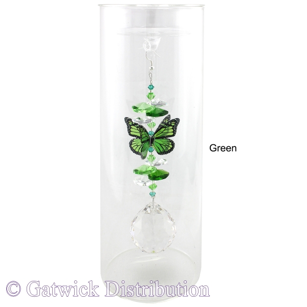 SPECIAL - 20cm Candleholder with Suncatcher - Clear Top - Green