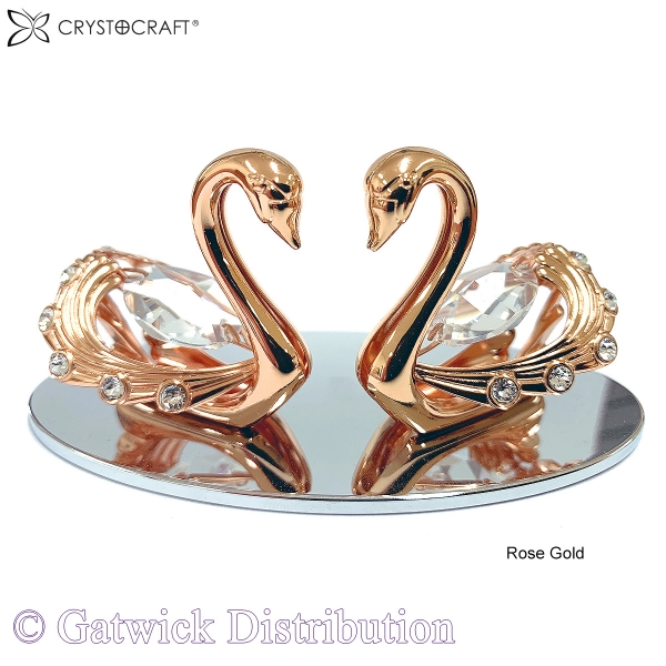SPECIAL - Crystocraft Swan Pair (Love) - Rose Gold