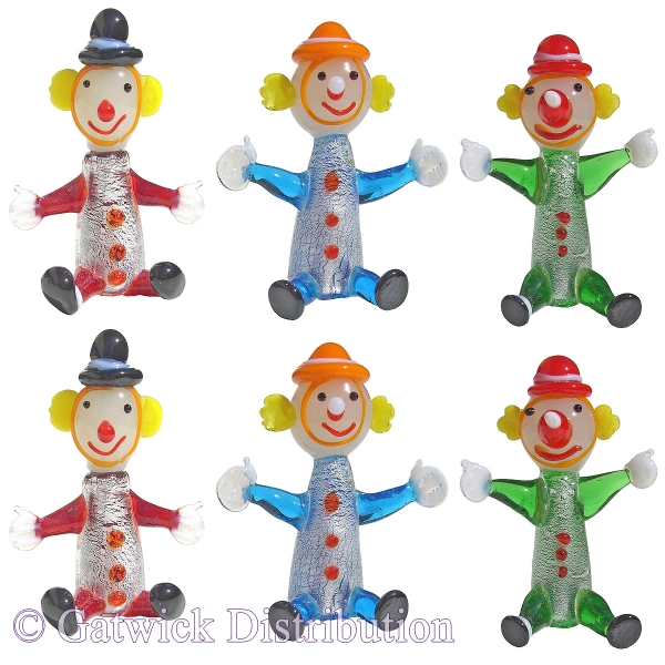 Glass Clowns - set of 6