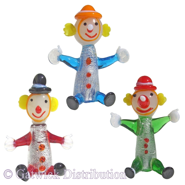 Glass Clowns - set of 6