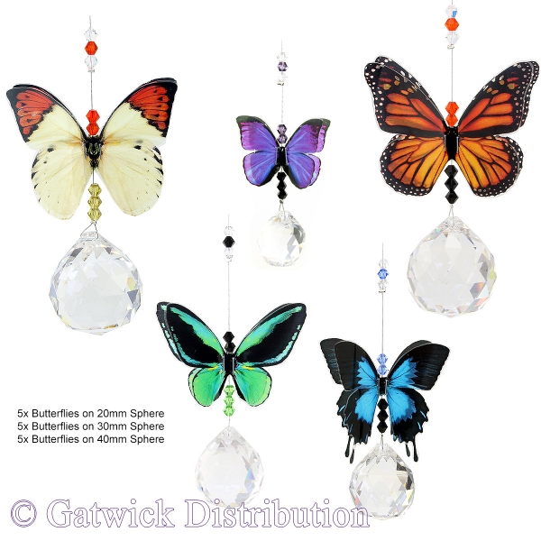 Butterfly Suncatcher Collection - Set of 15 with Stand