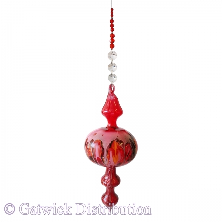 Painted Bauble - Shape 516 - Red - beaded
